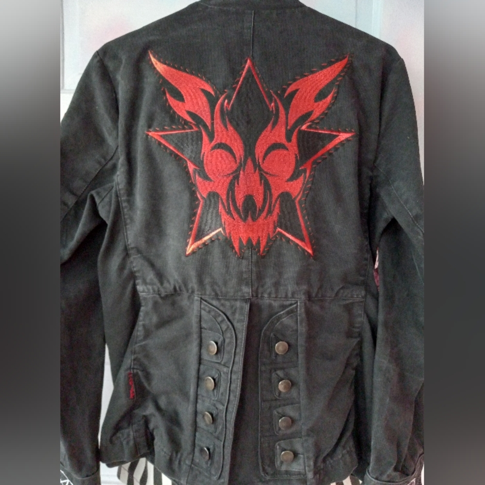 Custom Sabrina "hell witch" OOAK Rage tripp skull button jacket RARE PRICE FIRM - Picture 15 of 16